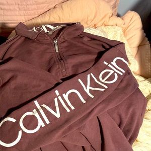 Blush pink crew neck half zip sweater